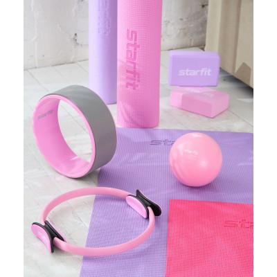 Колесо для йоги YW-101, 32 см, розовый пастель/серый
